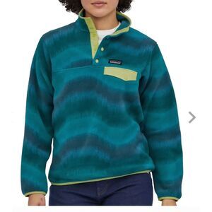 Vintage Y2K Patagonia Aurora Waves Aztec Synchilla Fleece Snap T Pullover sz Lar